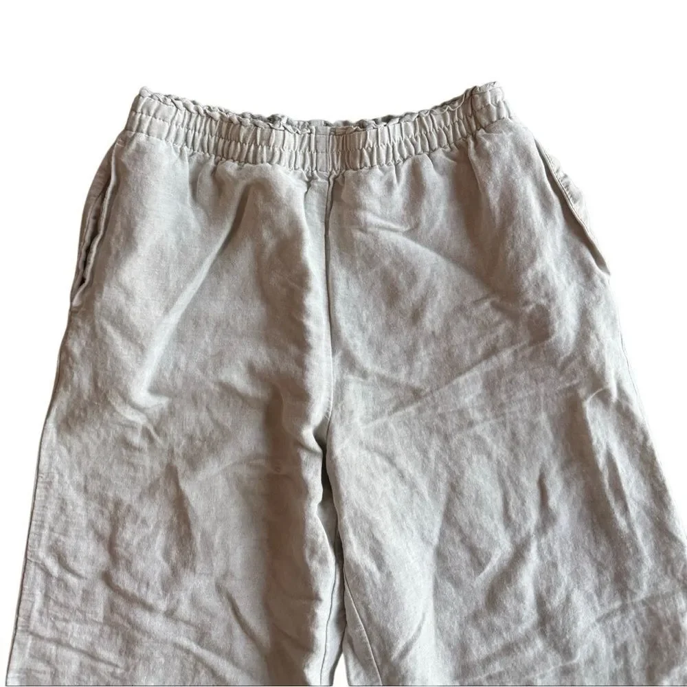 H&M Women's Cream Pull-On Pants Elastic Waist Relaxed Lounge Trousers Size Small